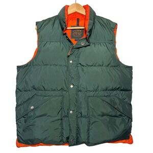 J.Crew Expedition Down Vest Mens Large Green Orange Puffer Vest  Down Packable
